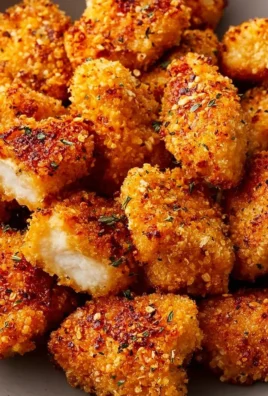 Air fryer ranch-crusted chicken bites served on a plate