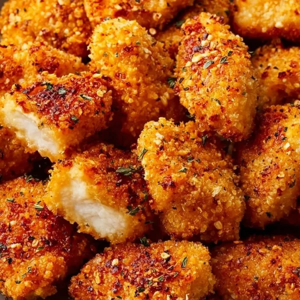 Air fryer ranch-crusted chicken bites served on a plate