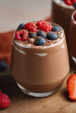 Bowl of delicious Chocolate Protein Pudding topped with berries