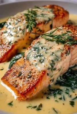 Creamy garlic butter salmon served with herbs and lemon