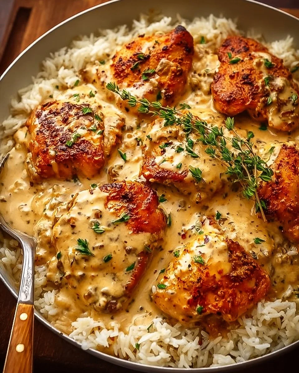 Creamy Smothered Chicken and Rice