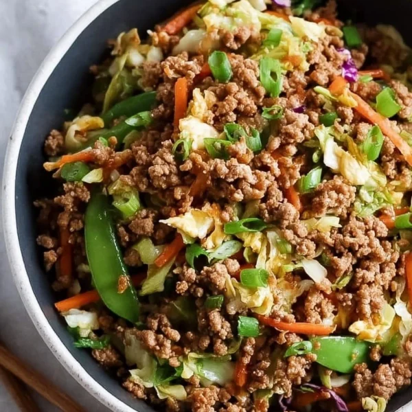 High Protein Egg Roll Bowl filled with fresh vegetables and protein-rich ingredients