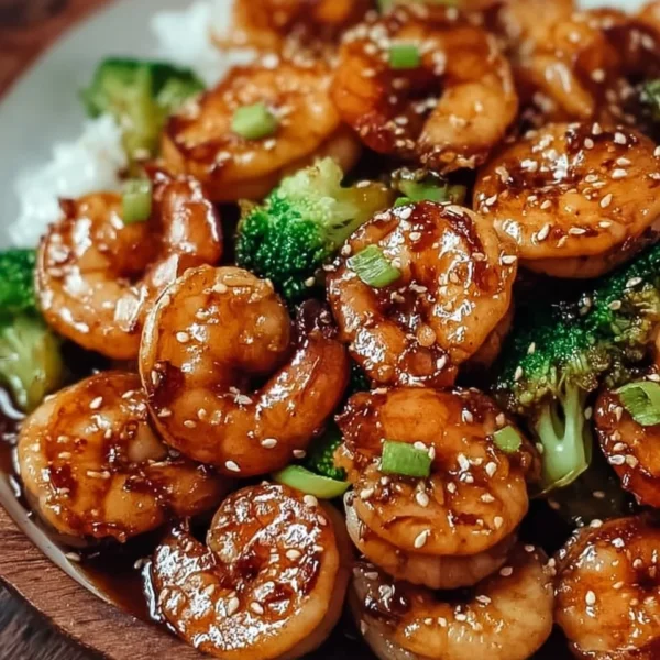 High-protein honey garlic shrimp served in a bowl with garnishes
