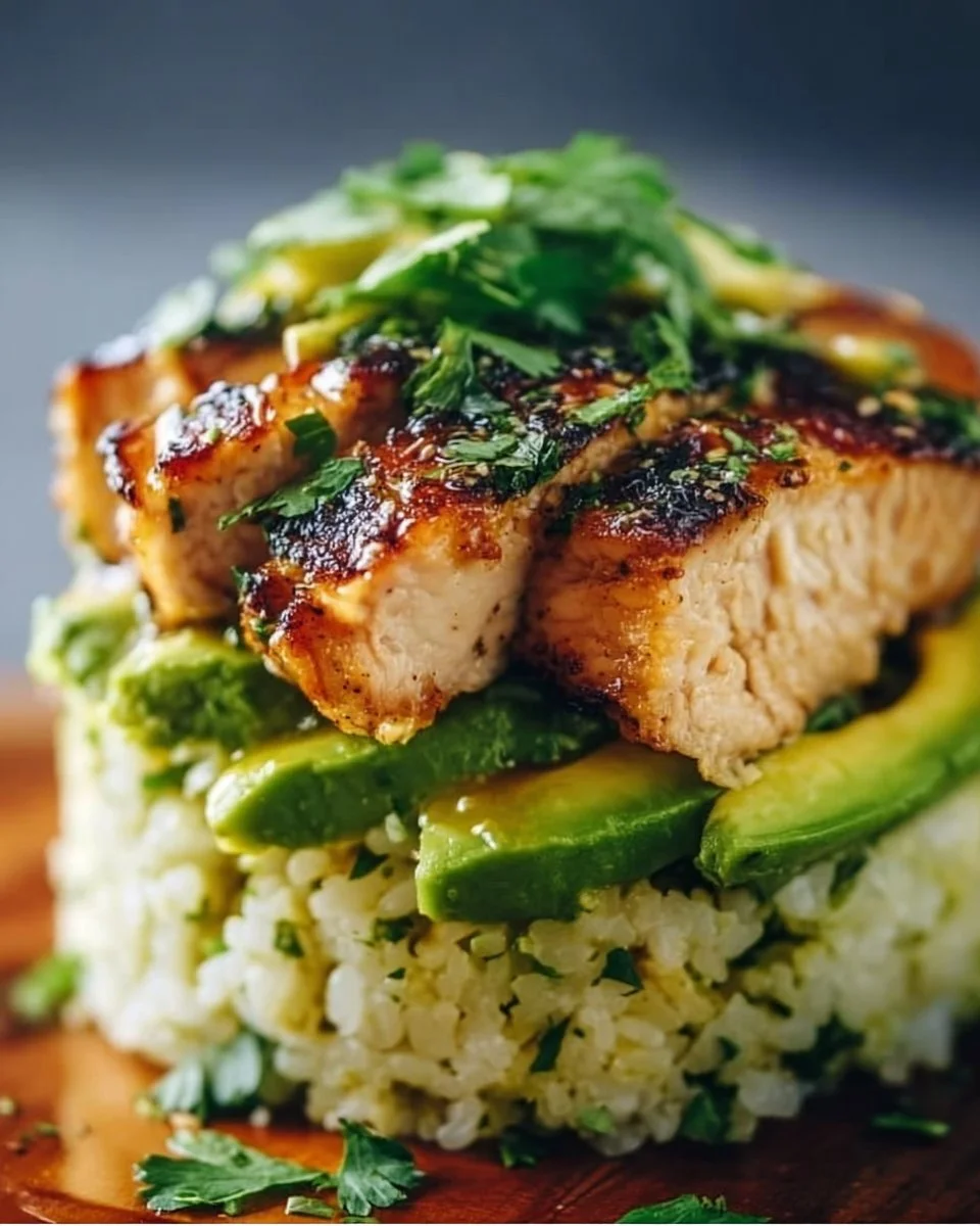 Honey Lime Chicken & Avocado Rice Stack for Easy Meal Prep