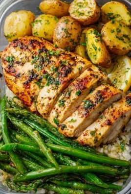 Lemon Garlic Chicken meal prep featuring juicy chicken and vibrant garnishes.
