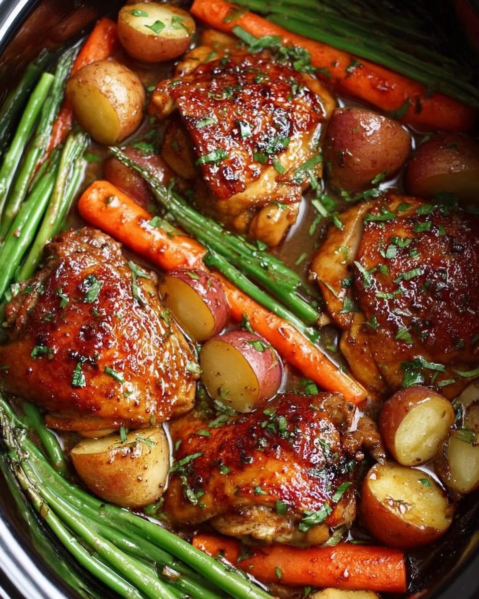 Slow Cooker Honey Garlic Chicken and Veggies