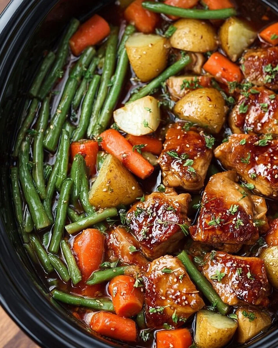 Slow Cooker Honey Garlic Chicken and Veggies