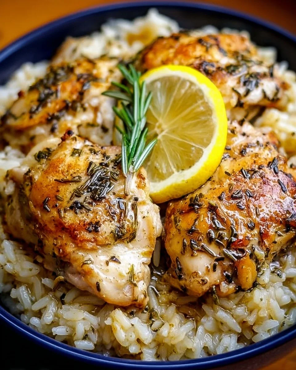 Slow Cooker Lemon Herb Chicken and Rice