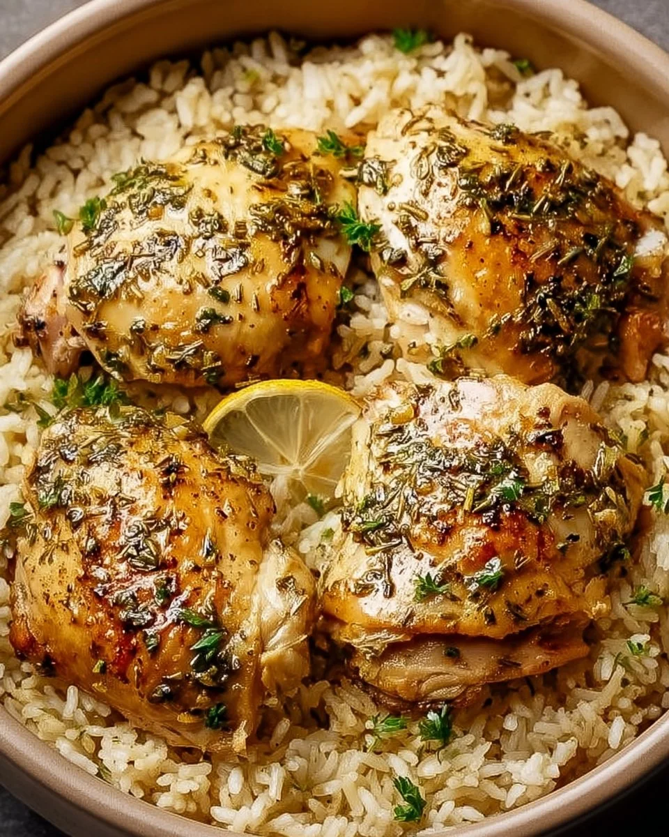 Slow Cooker Lemon Herb Chicken and Rice