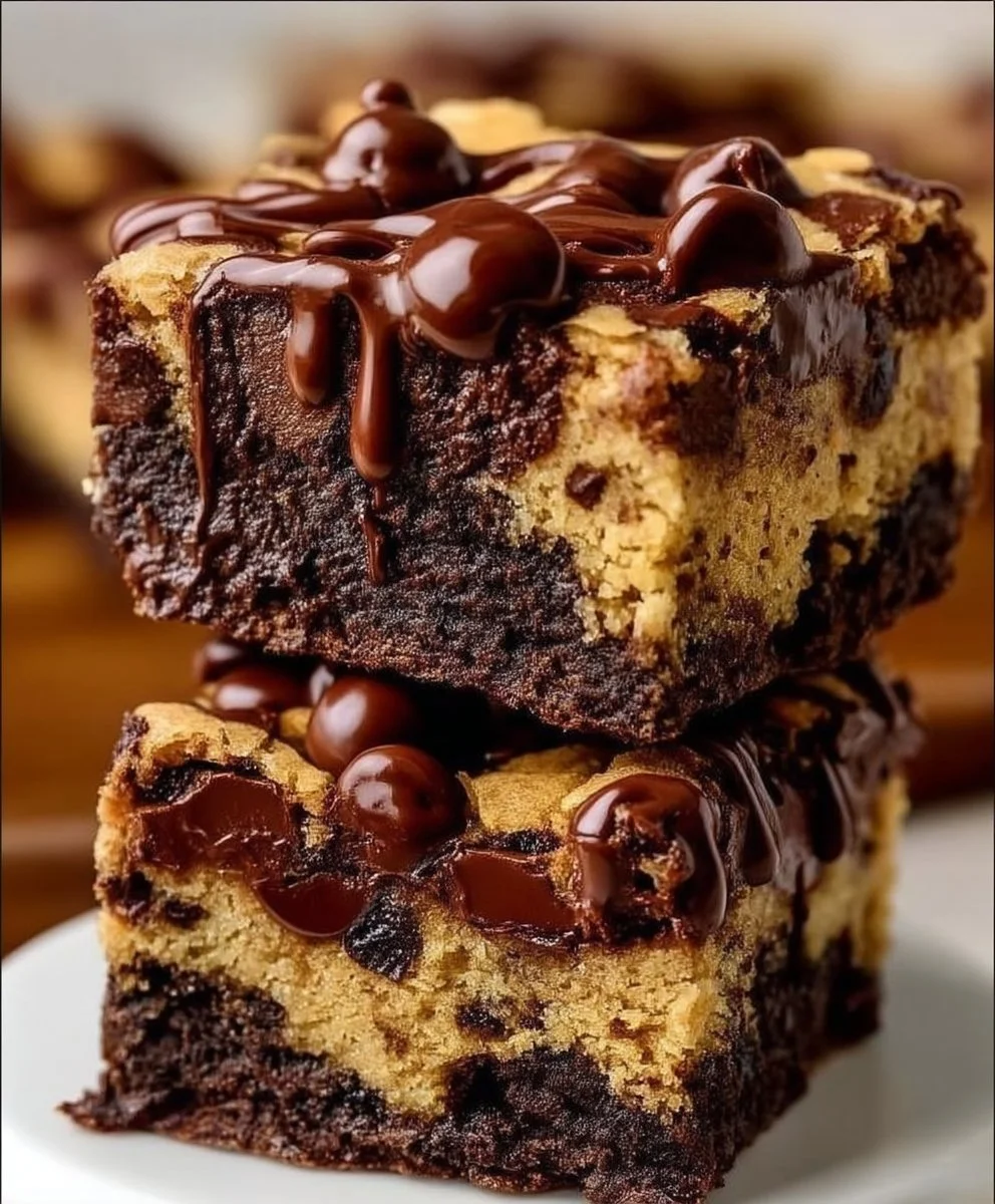 Sourdough Brown Butter Brookies with Chocolate Drizzle