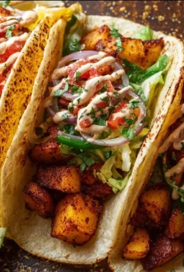 Delicious spicy potato soft taco served with fresh toppings