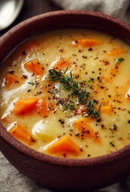Bowl of creamy Vegan Potato Soup topped with fresh herbs.