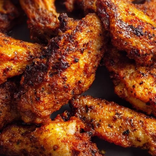 Crispy Air Fryer Chicken Wings served with dipping sauce