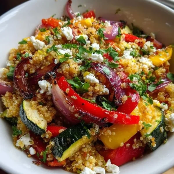 Quick quinoa salad with roasted vegetables ready in 30 minutes