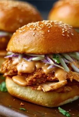 Delicious Bang Bang Chicken Sliders ready to eat