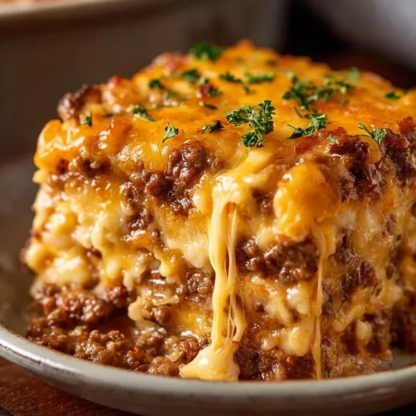 Delicious Cattle Drive Casserole served in a rustic dish