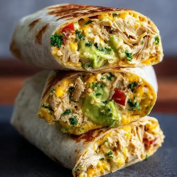 Delicious Chicken Avocado Ranch Burritos served on a plate