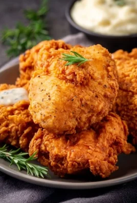 Deliciously crispy fried chicken served on a plate with sides.