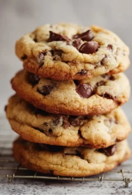 Freshly baked chocolate chip cookies on a cooling rack