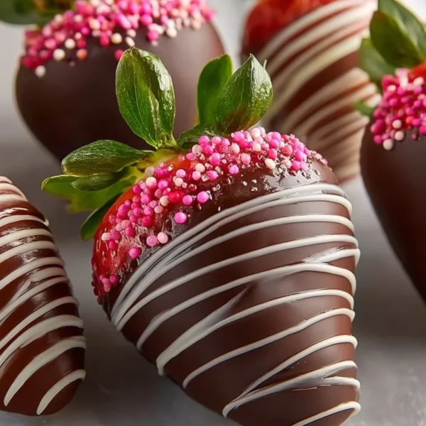 Delicious chocolate covered strawberries on a white plate