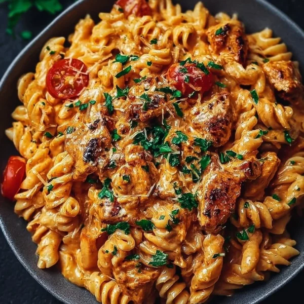 Delicious Cowboy Butter Chicken Pasta served in a bowl with fresh herbs