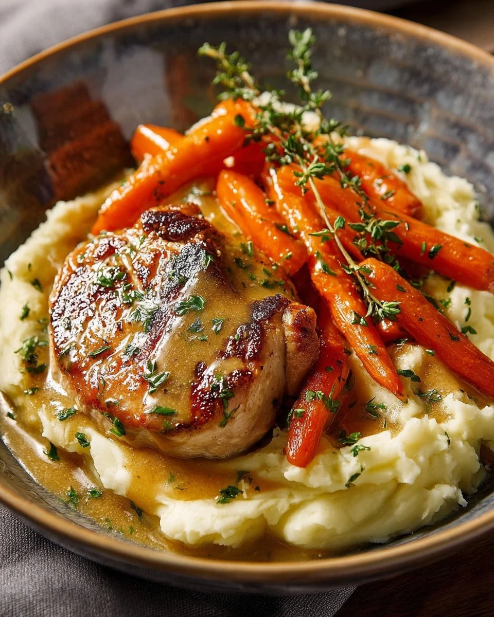 Creamy Herb Chicken with Mashed Potatoes & Glazed Carrots: A Complete Comfort Food Dinner