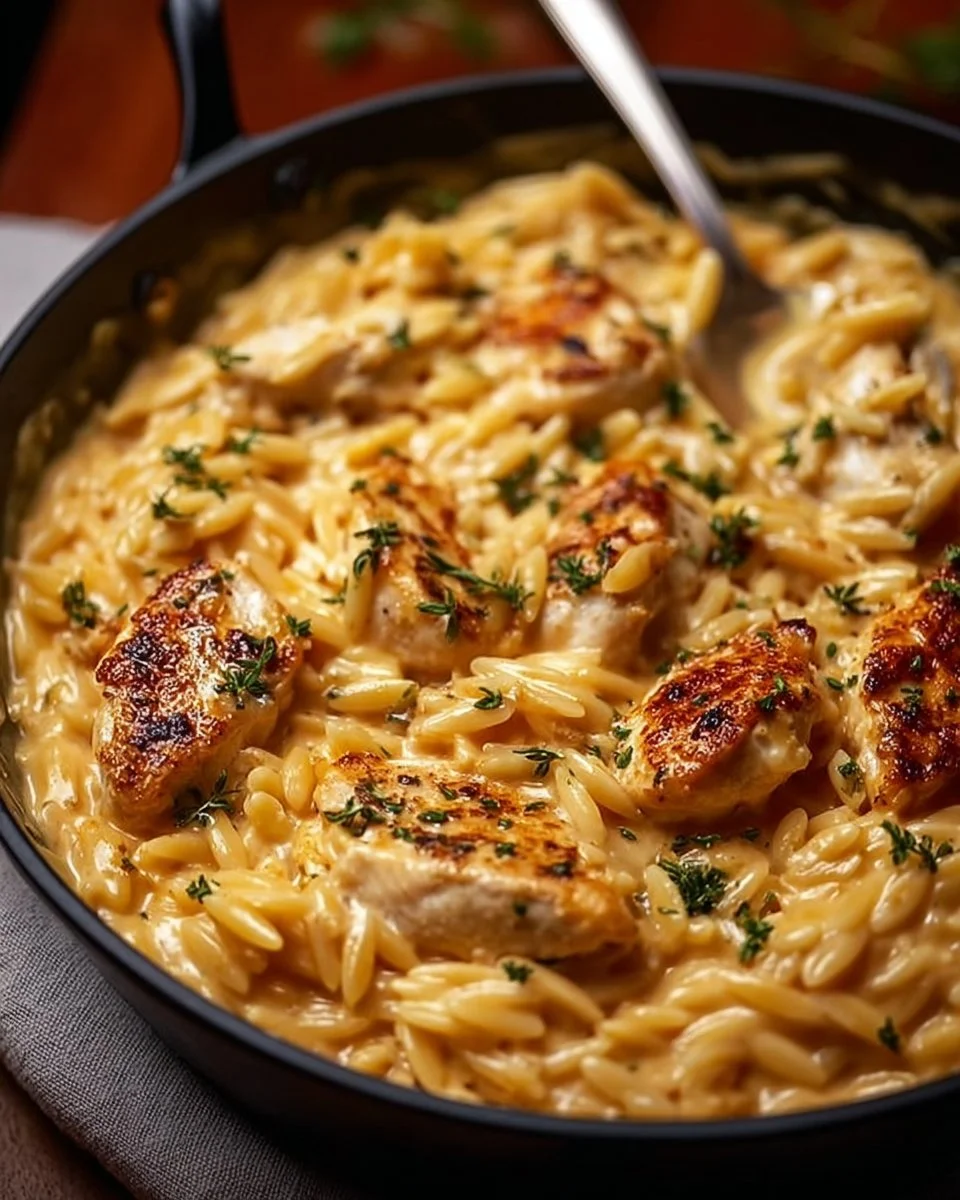 Creamy Orzo with Chicken