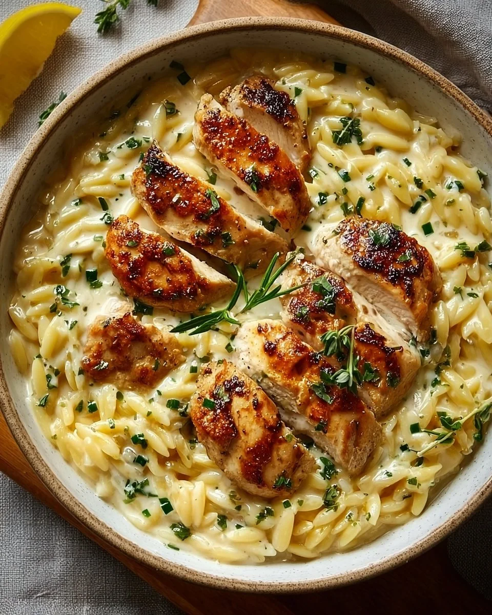 Creamy Orzo with Chicken