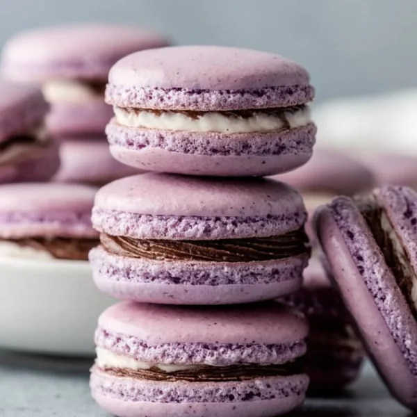 Deliciously colorful French macarons arranged on a plate
