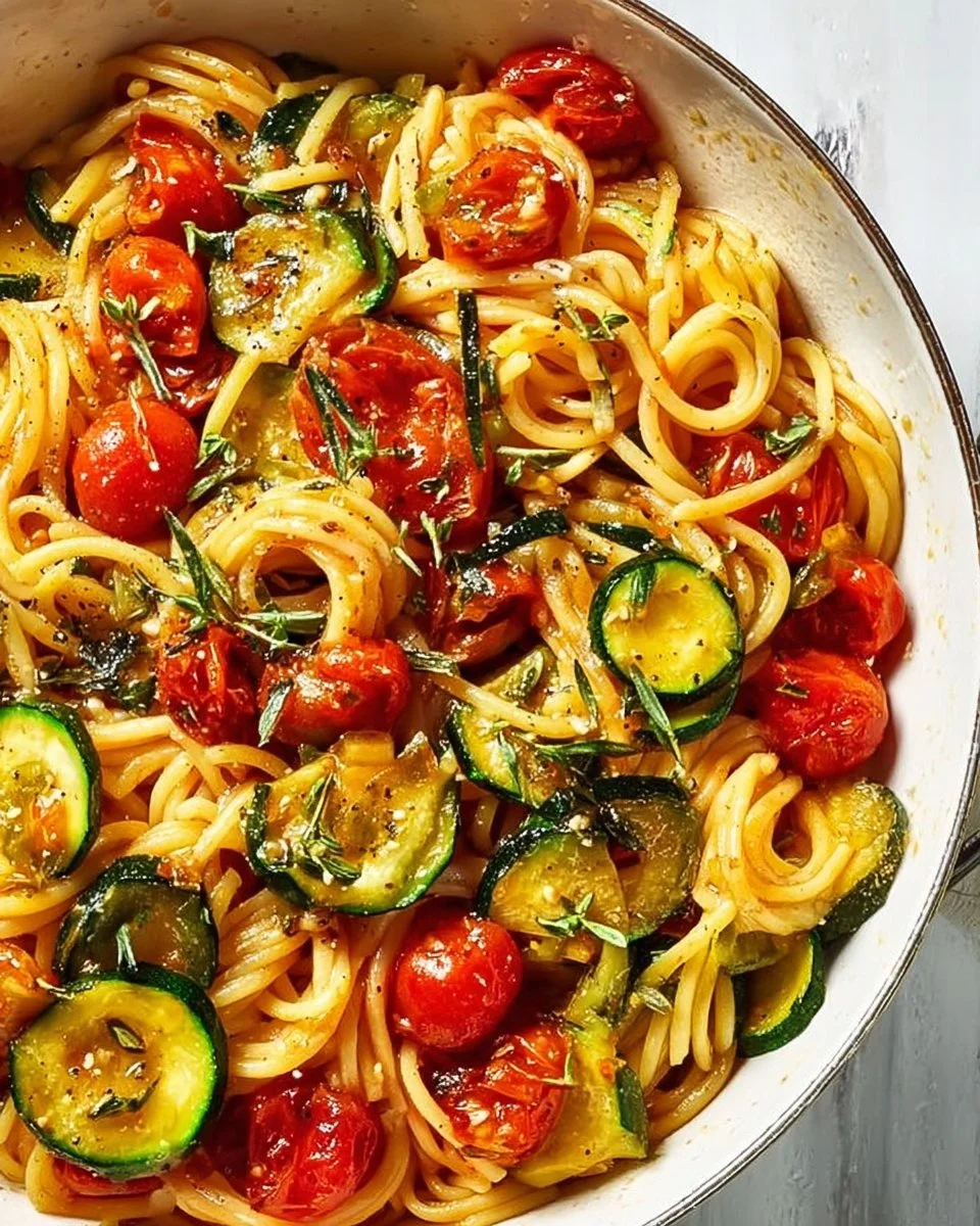 Fresh Garden Tomato Zucchini Pasta