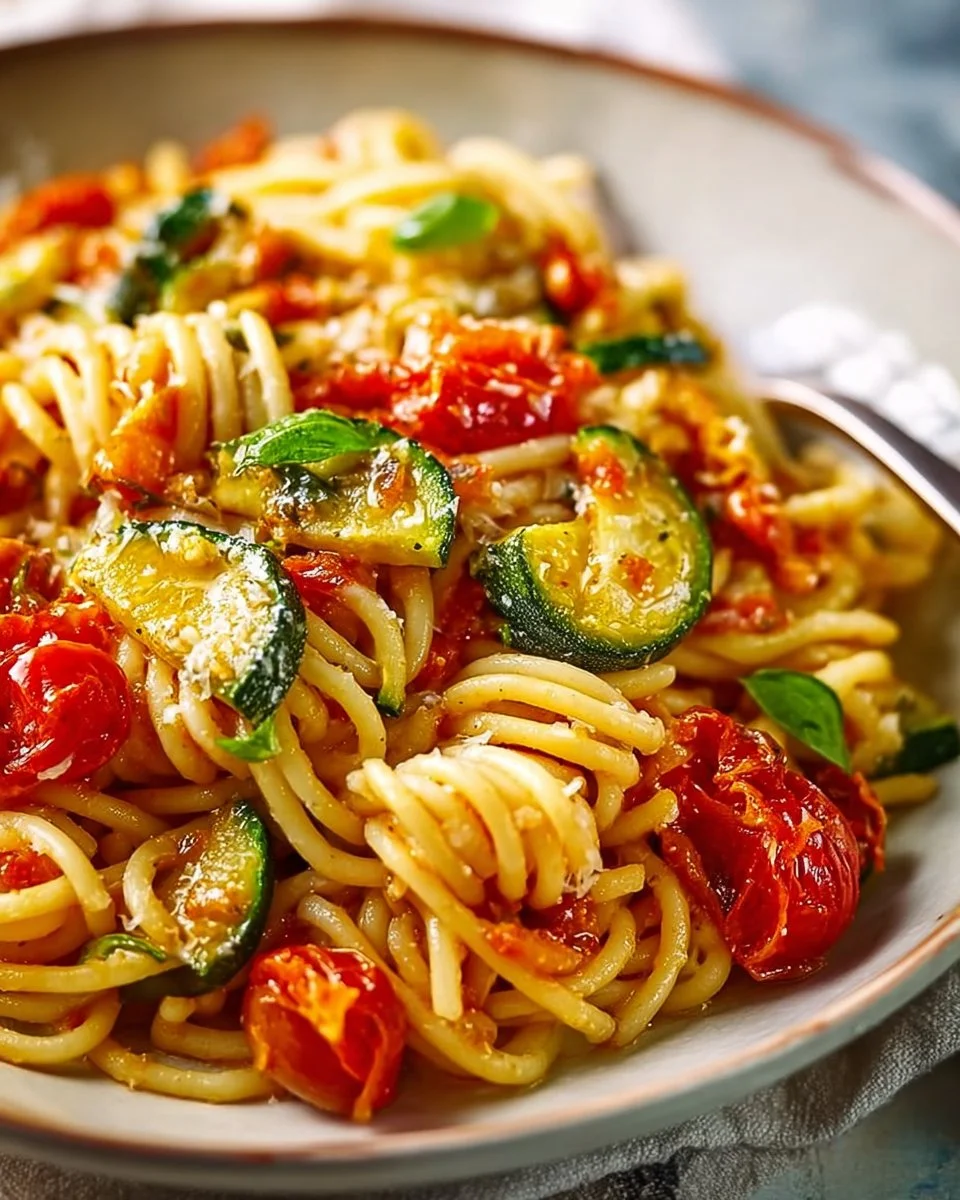 Fresh Garden Tomato Zucchini Pasta