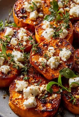 Gourmet Honey Feta Sweet Potato Rounds with honey drizzle and feta cheese