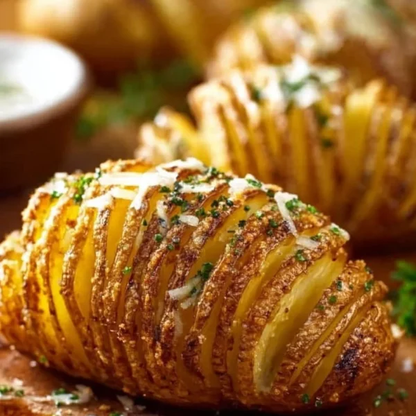 Crispy and tender Hasselback Potatoes baked to perfection