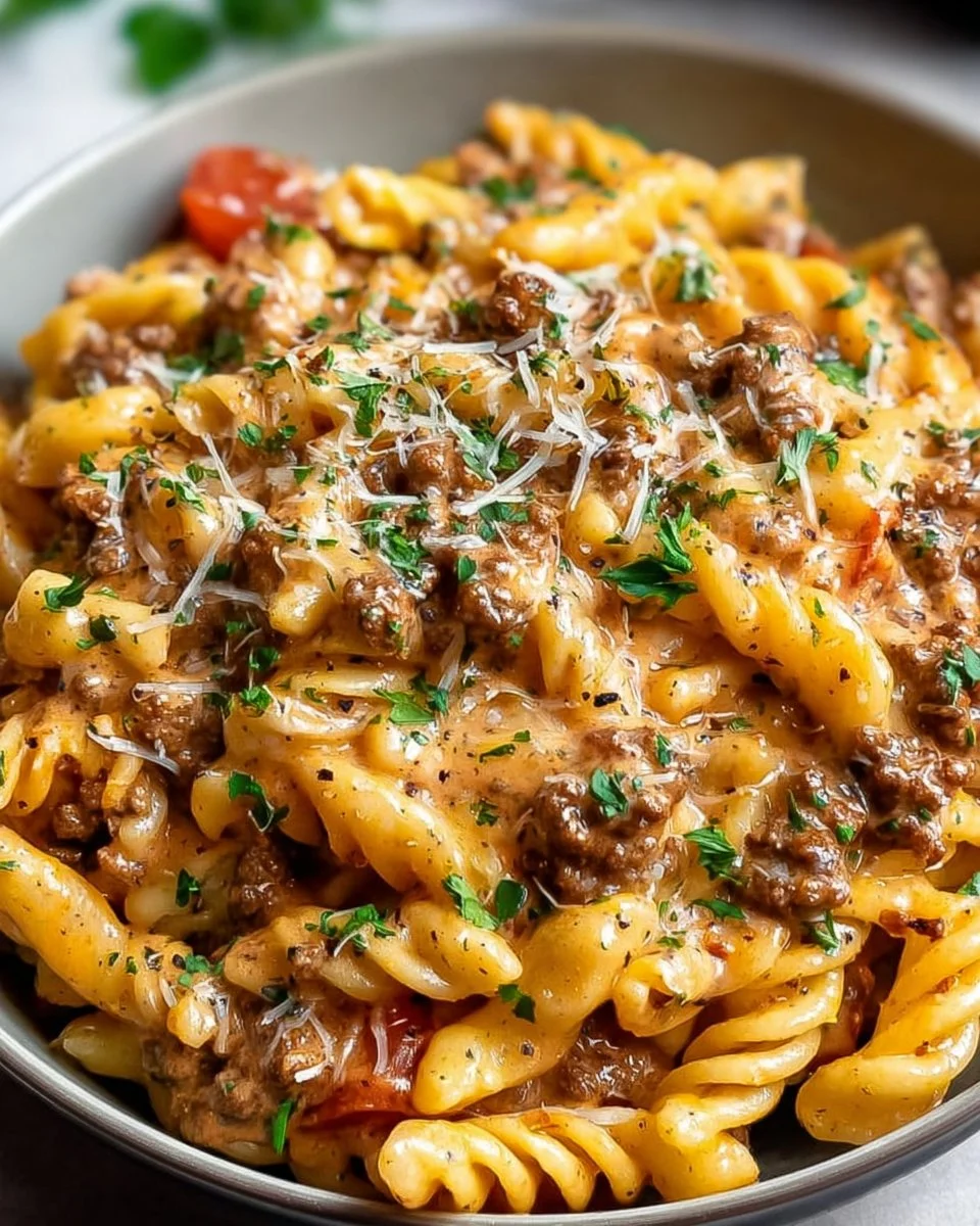High Protein Creamy Beef Pasta