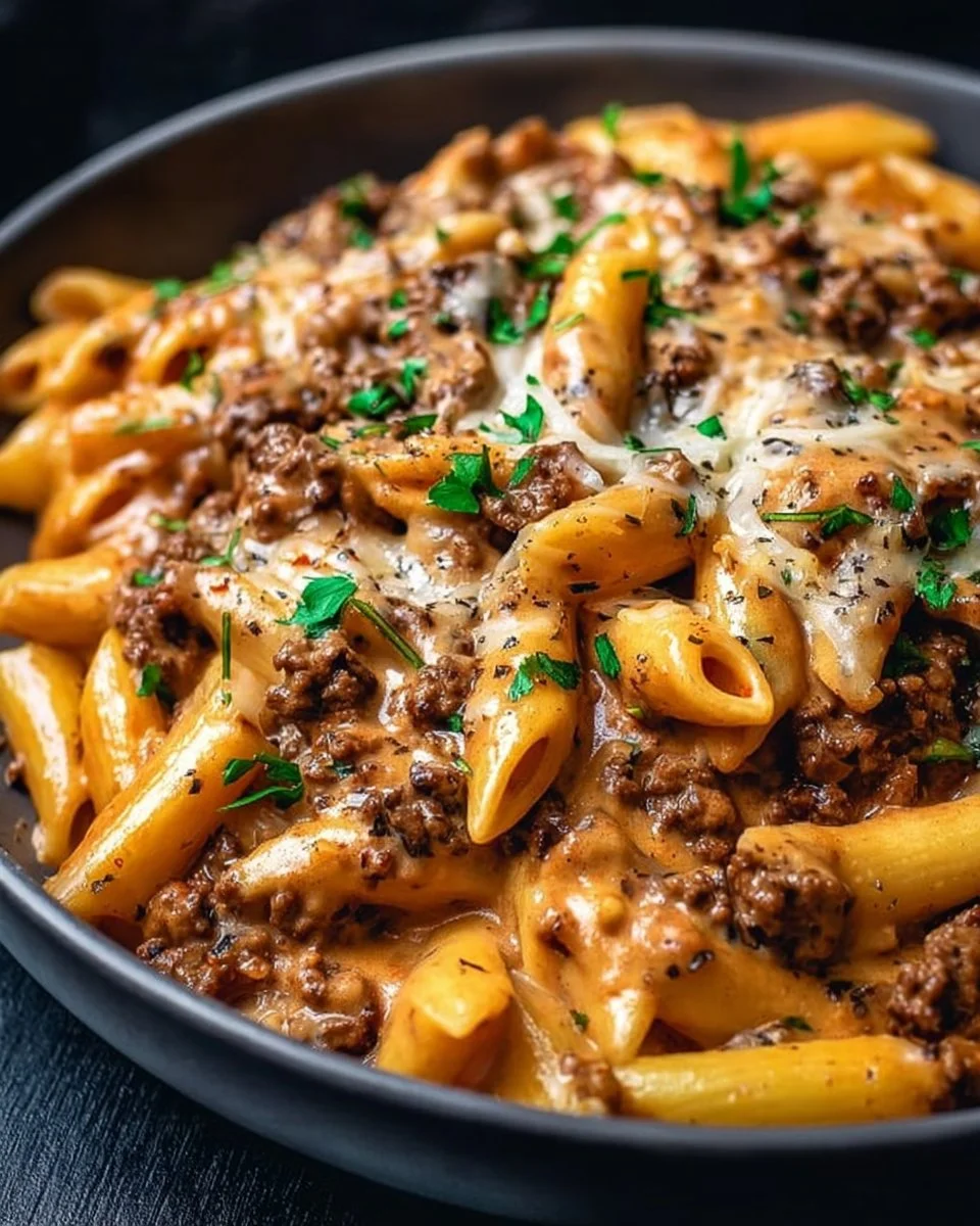 High Protein Creamy Beef Pasta