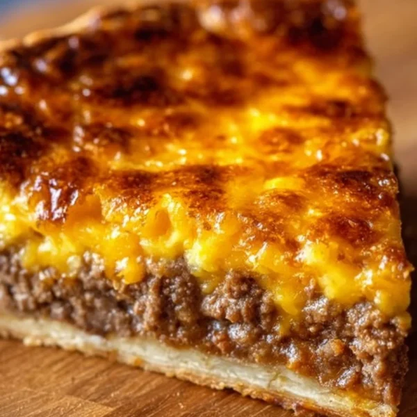 Homemade cheeseburger pie fresh out of the oven, ready to be served.