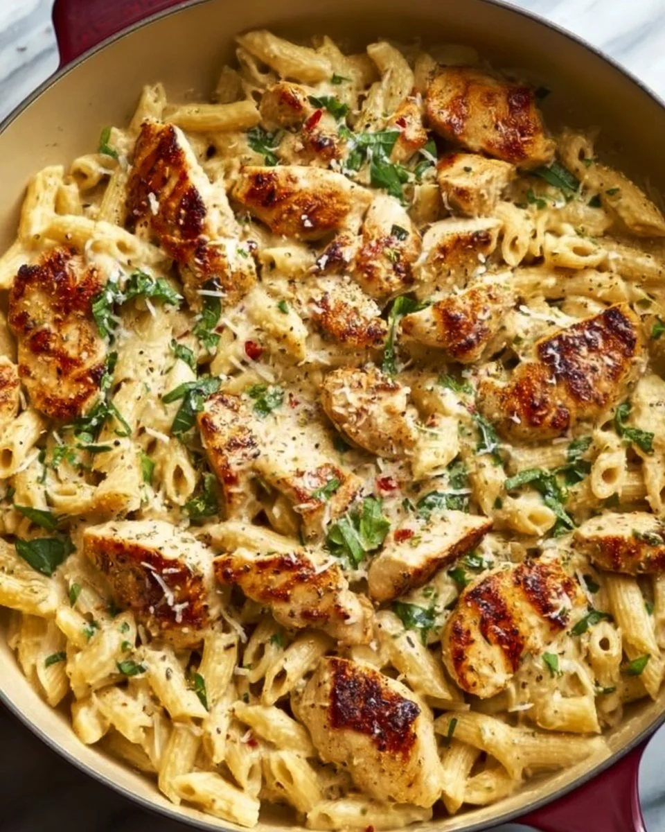 One Pot Creamy Parmesan Chicken Pasta