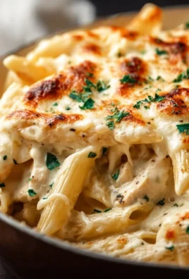 Oven-Baked Chicken Alfredo Pasta served in a bowl with cheese and parsley