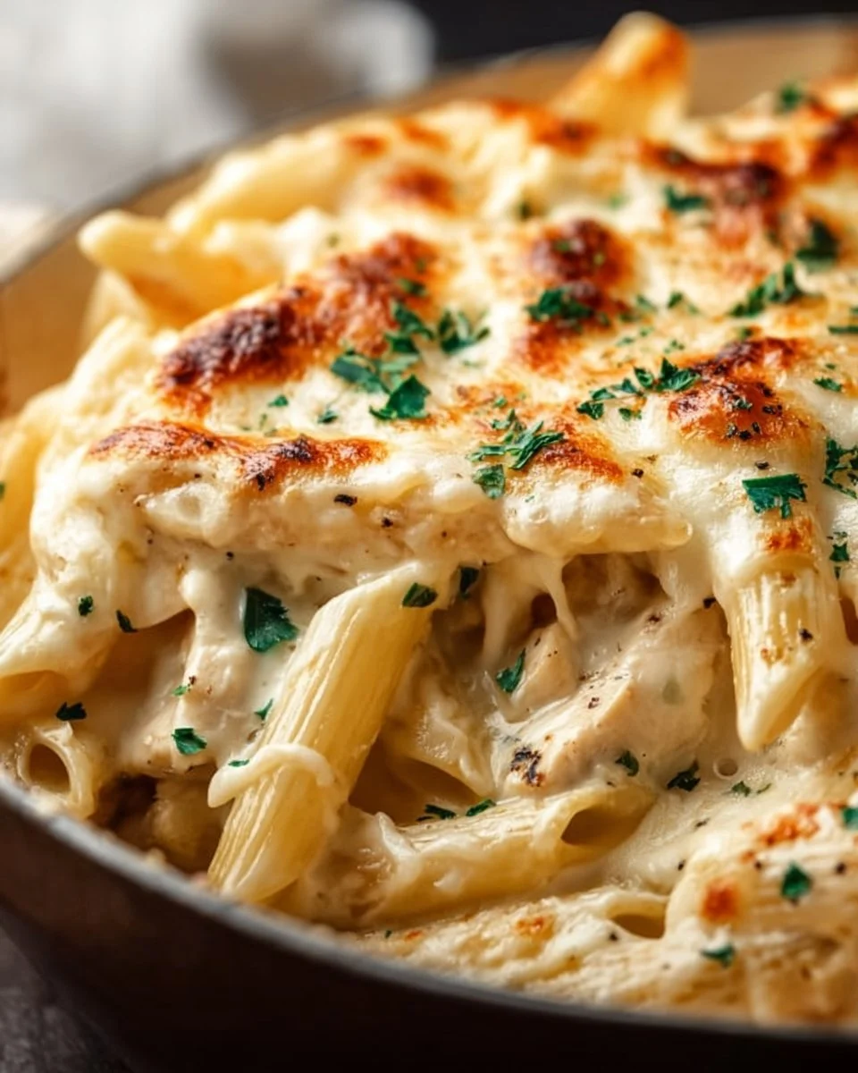 Oven-Baked Chicken Alfredo Pasta