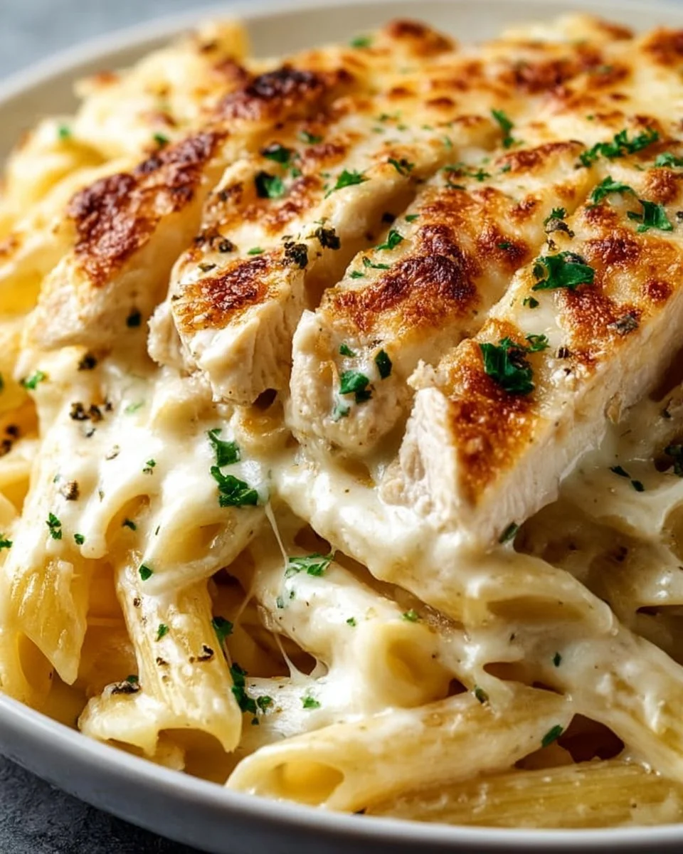 Oven-Baked Chicken Alfredo Pasta