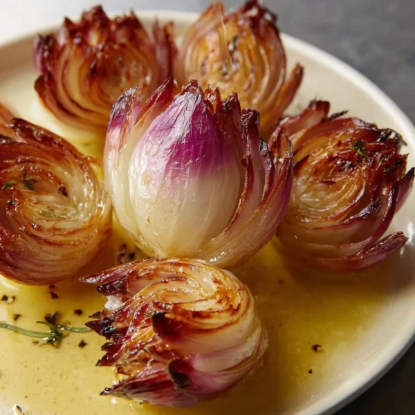 Oven-baked onion flowers served as a stunning side dish