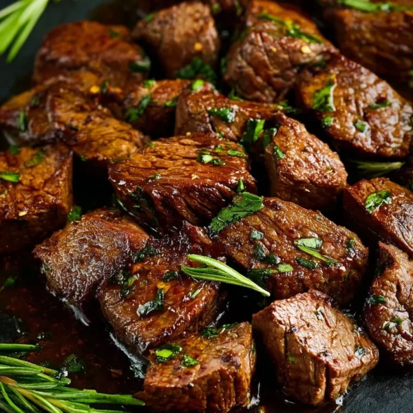 Juicy sirloin steak on a grill with seasoning and herbs
