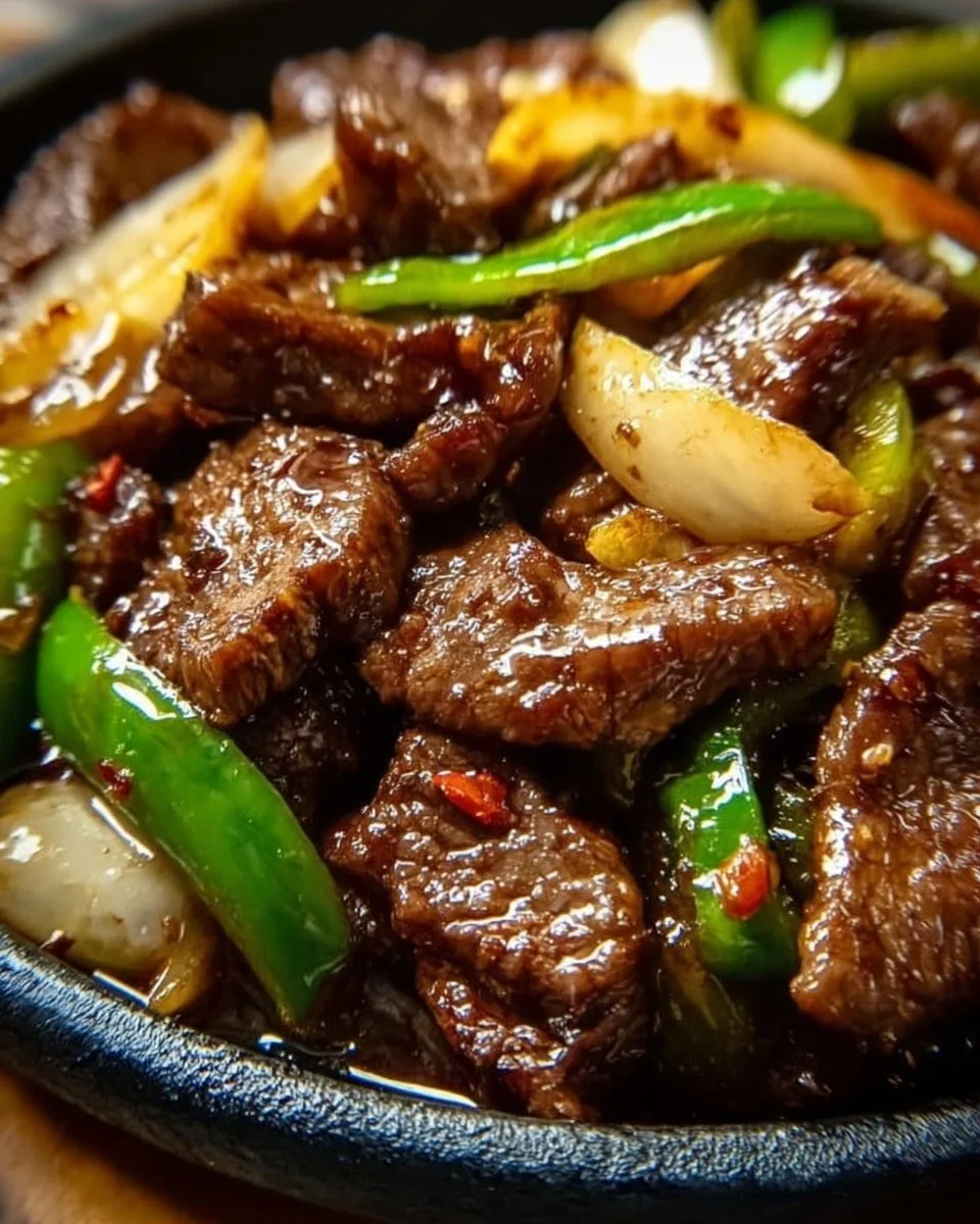 Sizzling Chinese Pepper Steak with Onions