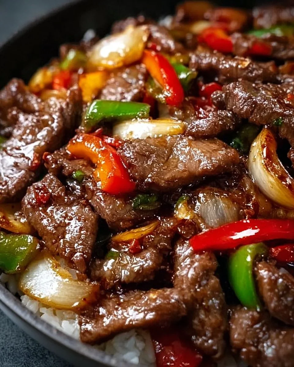 Sizzling Chinese Pepper Steak with Onions