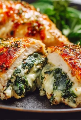 Juicy spinach stuffed chicken breast ready to be served.