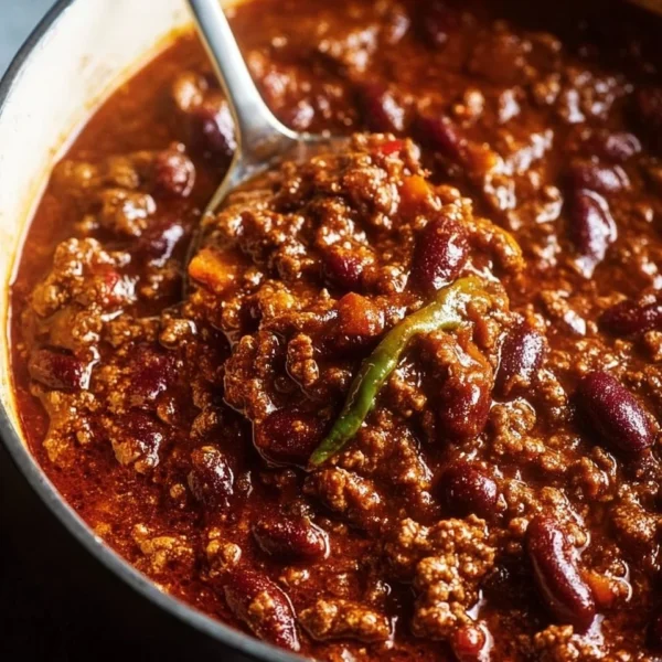 Delicious bowl of the best chili recipe topped with cheese and herbs