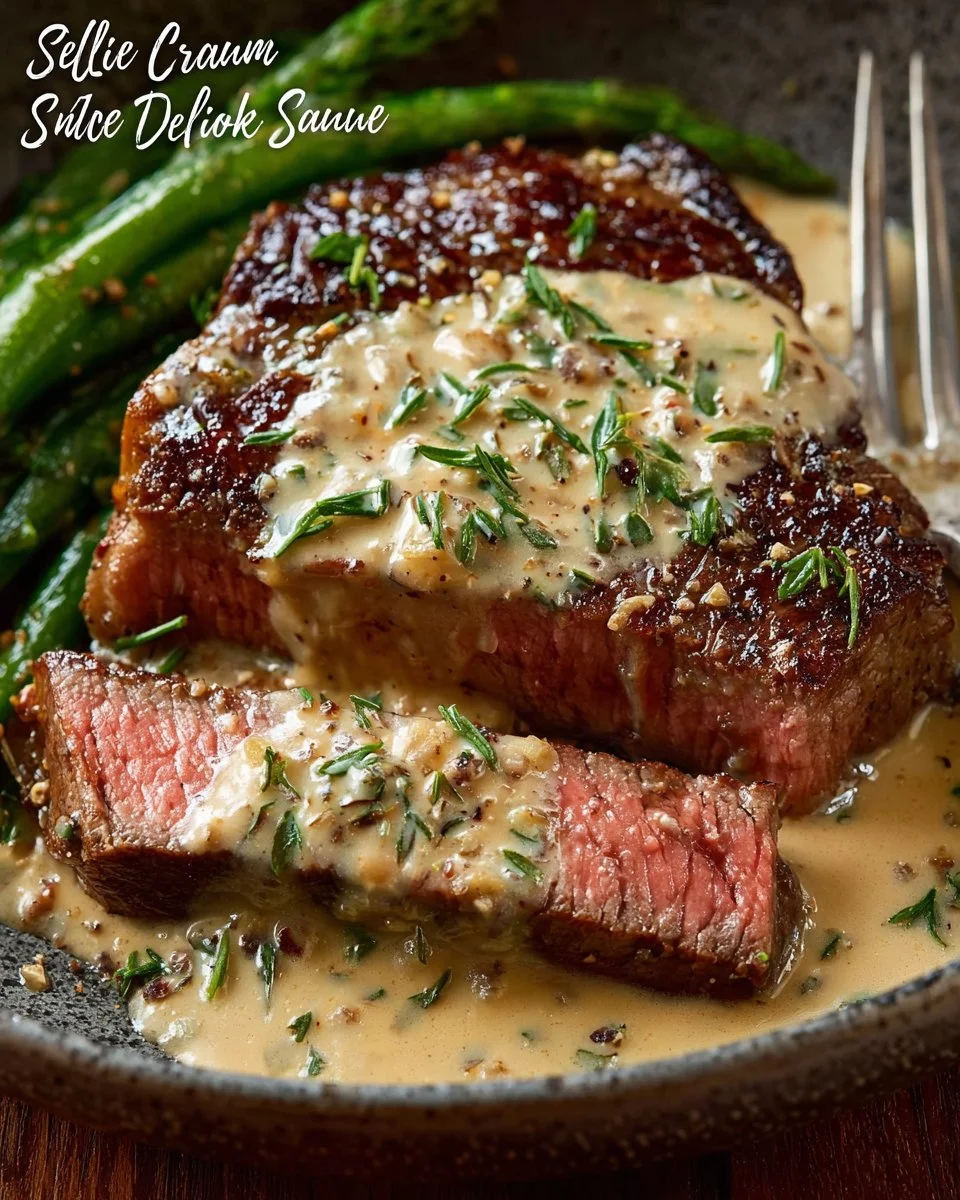 The Best Steak Dinner Recipes with Creamy Garlic and Peppercorn Sauce
