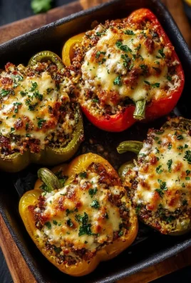Delicious vegetarian stuffed bell peppers filled with colorful vegetables and grains