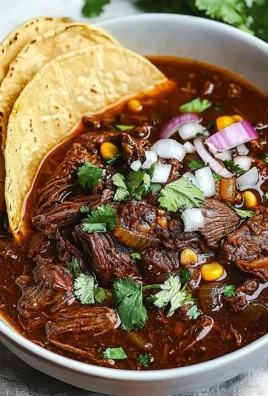 Delicious Beef Birria served with tortillas and garnishes