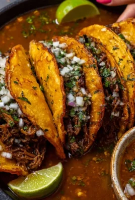 Delicious Birria Tacos filled with tender meat and served with dipping sauce